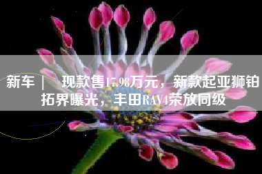 新车 | 现款售17.98万元，新款起亚狮铂拓界曝光，丰田RAV4荣放同级