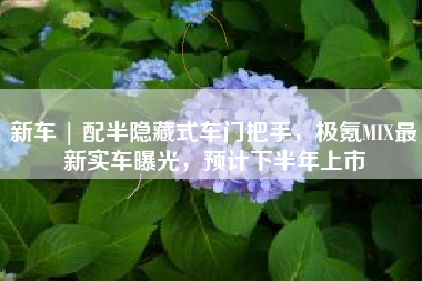 新车 | 配半隐藏式车门把手，极氪MIX最新实车曝光，预计下半年上市