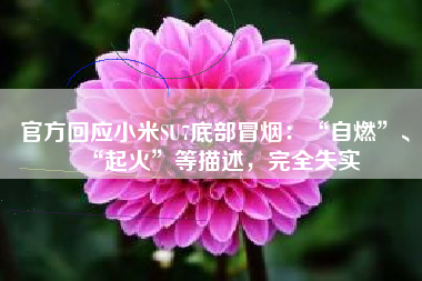 官方回应小米SU7底部冒烟：“自燃”、“起火”等描述，完全失实