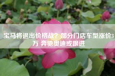 宝马将退出价格战？部分门店车型涨价3万 奔驰奥迪或跟进