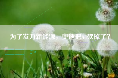 为了发力新能源，奥迪把A4砍掉了？